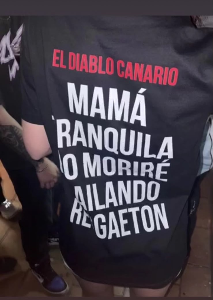 Customer wearing El Diablo Canario streetwear