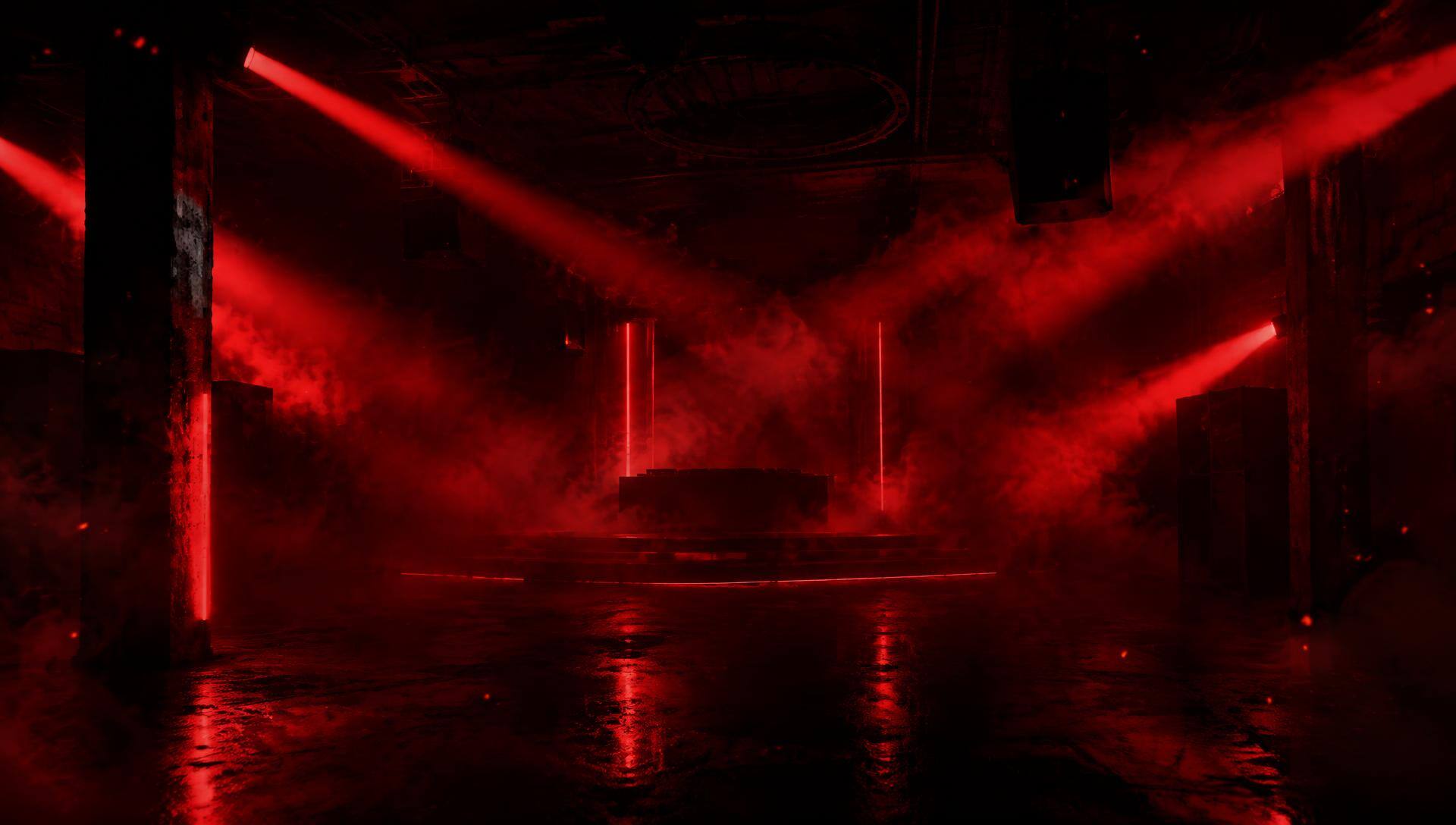Smoke drifting across a dark stage at an underground techno rave